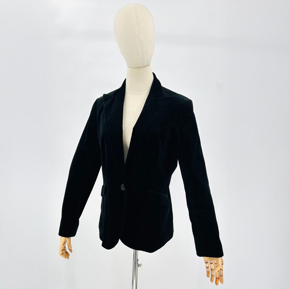 Lauren Ralph Lauren Velvet Black Formal Notch Lapel Single-Button Blazer